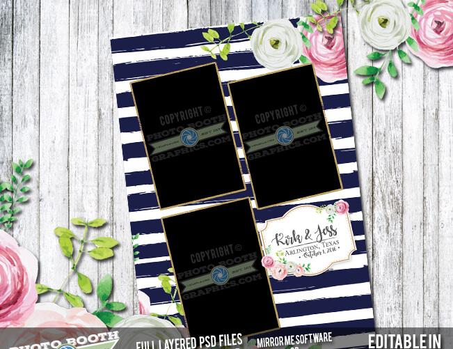 Striped Watercolor Flowers 3up