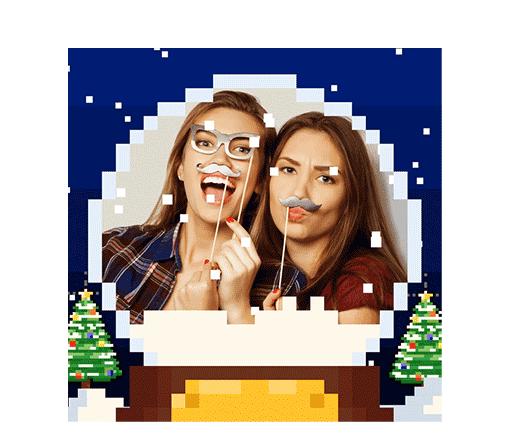 Pixel Snow Globe - Animated Overlay - PNG Seq